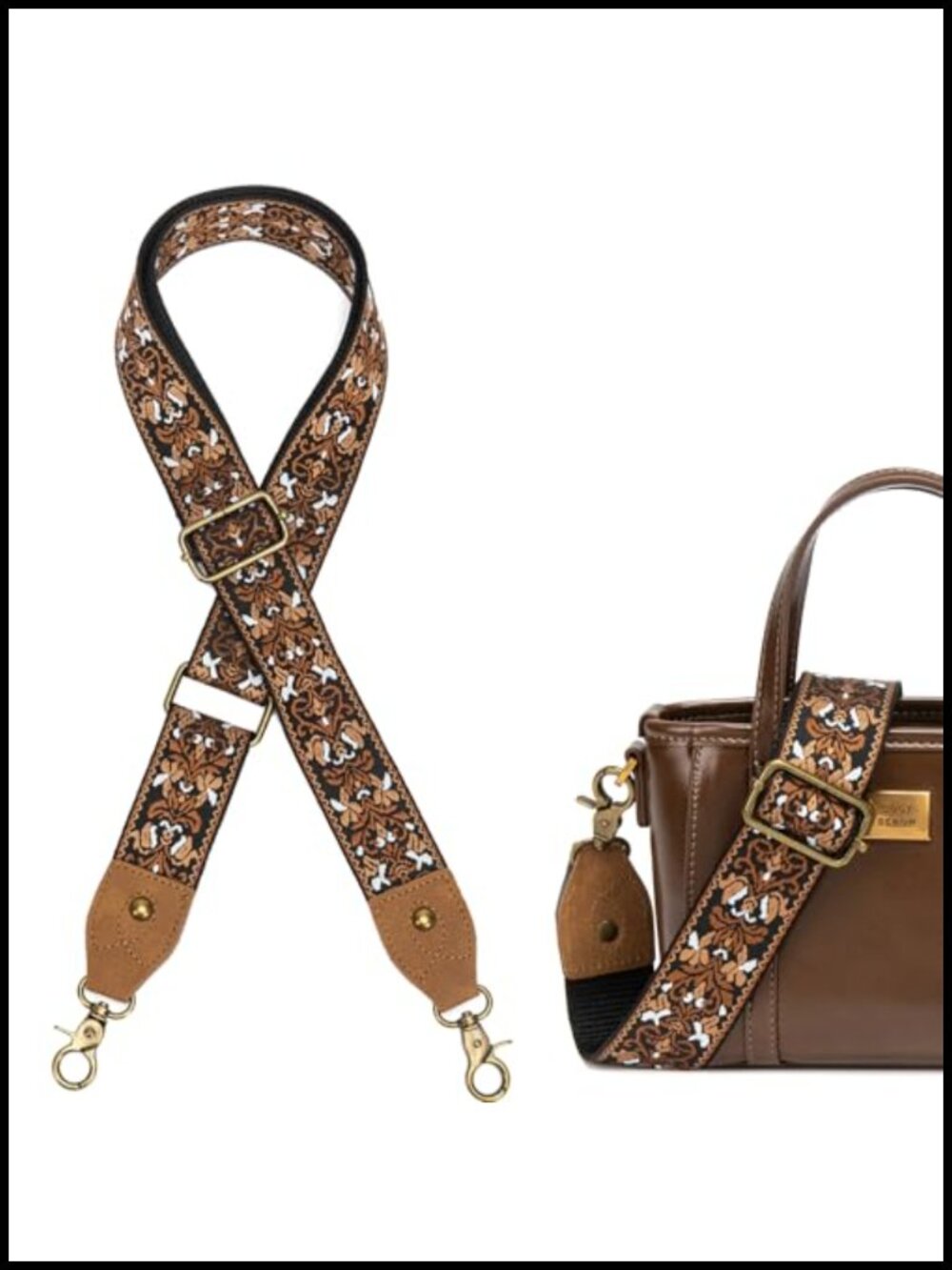 Jacquard Embroidery Purse Strap 1.5" Adjustable Crossbody Replacement